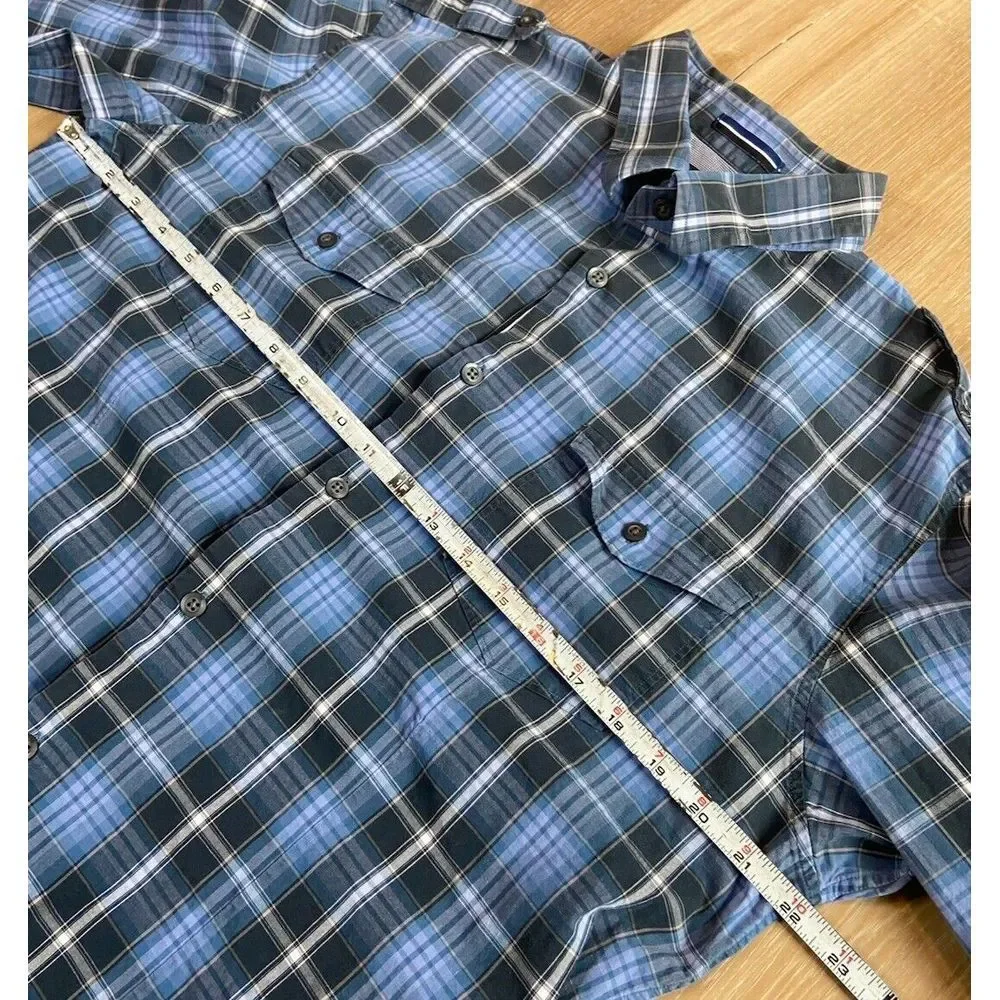 Banana Republic Mens Button Up Long Sleeve Shirts Blue Check - Set Of 2‎ - Large